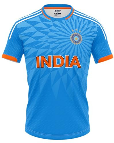Indien ICC ODI T20 Cricket-Fan-Trikot, personalisierbar mit Ihrem Namen, fortschrittliches 100% Dryfit-Polyester, Indien T20 Wc 2024, 3XL