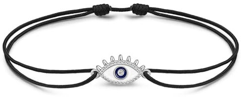 JENDEAR SHINE Bracelet de Cheville Mauvais Œil pour Femme Argent Sterling 925, Bracelet de Cheville en Chaîne de Corde Fait Main Réglable, Bijoux de Cheville de Plage d'été