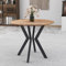 GOLDFAN Round Wooden Dining Table with Black Metal Legs Retro 90cm Circle Kitchen Tables for Dining Room Office and Lounge, Brown