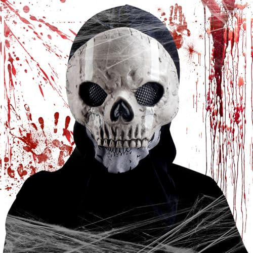 NTGFU Crâne Masque Fantôme Squelette d'Halloween Masque, tête de Mort Masque Effrayant 3D Masque Zombie-Costume de Squelette pour Homme, Costume d'Halloween pour Homme, pour Halloween Cosplay Fête