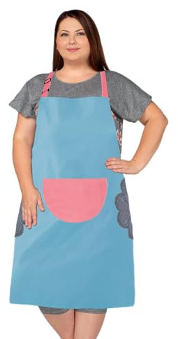 King Mills Plus Size Waterproof Apron, Aprons With Pockets For Dishwashing, Cooking, Kitchen Use. Attached With Towel For Handwipe. Adjustable Neck Strap, Size Fit From xl To 4xl. Light Blue/1pk.