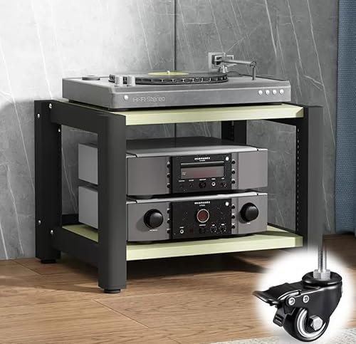 ZIUSFAC Großer Audio-/Video-Rack Medienständer 2 3 4 5 Etagen Verstärker Ständer Audio-Video-Entertainment-Center Audioständer TV Rack Mit Verstellbaren Regalen(White Maple,2 Tier-60x50x40cm)