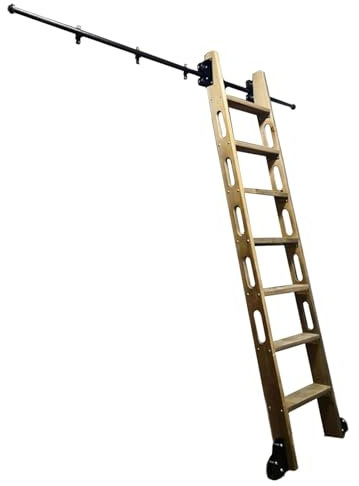 3.3-24FT Rolling Library Ladder Hardware Kit (No Ladder), Library Ladders With Wheels, Sliding Ladder Track/rail for Loft Stairs/Bookshelf, Black Track Kit for Wooden Metal Ladders(10ft/300cm Track ki