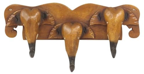 Oriental Galerie Garderobe Elefanten Kleiderhaken Garderobenleiste Handarbeit Braun 42cm