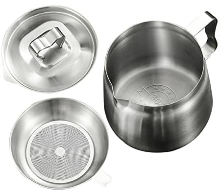 Alipis Ölfiltertopf aus Edelstahl kann Ölfiltertopf mit Deckel Fettsieb Speckbehälter Filter Ölkanne Fettabscheider praktischer Ölhalter großer Fettbehälter Rostfreier Stahl Silver