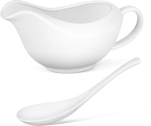MAGICLULU Ceramic Steak Sauce Boat Ladle for Serving Sauces and Gravy for Buffet Table Settings and Formal Dining