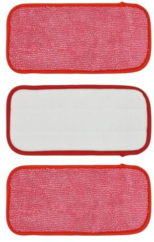 MKVAXR 3 pièces chiffon de vadrouille doux lavable efficace tampons rectangulaires en tissu, for Swiffer, for tampon de remplacement WetJet, accessoires de tête de vadrouille Tampons de nettoyage(Rot)
