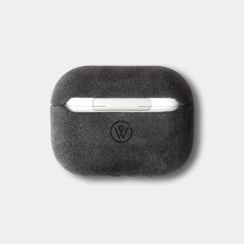 AirPods Pro 2 Hülle aus original italienischem Alcantara – Veganes Premium Case für AirPods – Nachhaltig, Handgefertigt & Stilvoll (Charcoal Grey, Airpods Pro 2)