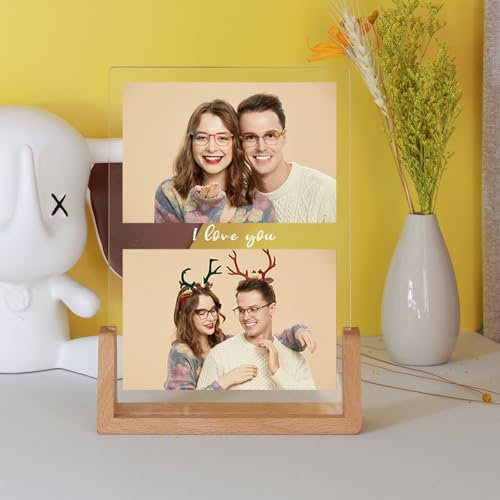 Baixtuo Personalisiertes Foto-Geschenk, Bilderrahmen Beleuchtet, Paar Geschenke, Jahrestag Geschenk für Sie und Ihn.(Stil 01)