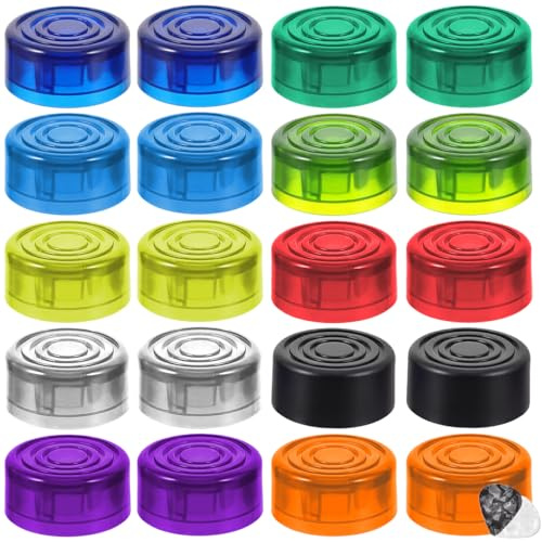 GATSUZG 20 pezzi di tappi colorati per pedali per chitarra, 10 tappi in plastica per unghie dei piedi per chitarra e basso, accessori, con plettro per chitarra