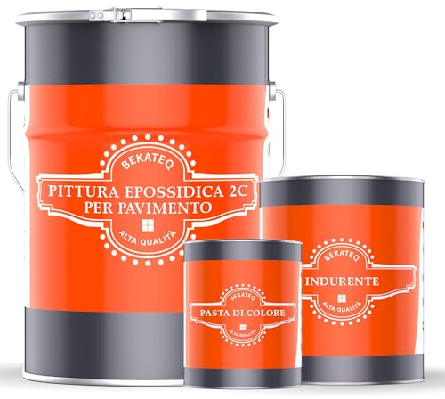 BEKATEQ 2C Resina epossidica 10kg Grigio tele 2 I Pittura per pavimenti industriali, garage, officine I Vernice per calcestruzzo a basso odore, rivestimento per pavimenti interni e esterni BE-702