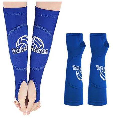 YZROHYI 1 Paio Protezione Avambraccio Pallavolo,Polsini Pallavolo Donna Uomo Bambina,Manicotti Pallavolo a Compressione,Copri Braccia Pallavolo,Gomitiere Pallavolo con Imbottitura Protettiva -Blu
