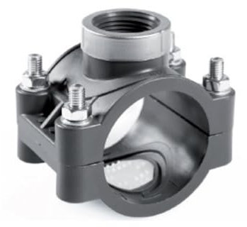 SAB Anschlussdose grau Ø 140 x 1 Zoll mit Bolzen und Ring aus Edelstahl für Schlauch, PN16, patentiertes Verdrehsicherungssystem, für Einzel- oder Doppelableitungen, Bewässerung und Gartenarbeit, für