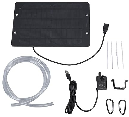 Solar Springbrunnen für außen, Solar Teichpumpe mit Panel, Solarwasserbrunnenpumpe Set 6 V 10 W USB Solar Brunnen Wasserpumpe für Vogelbad Garten Hinterhof Pool