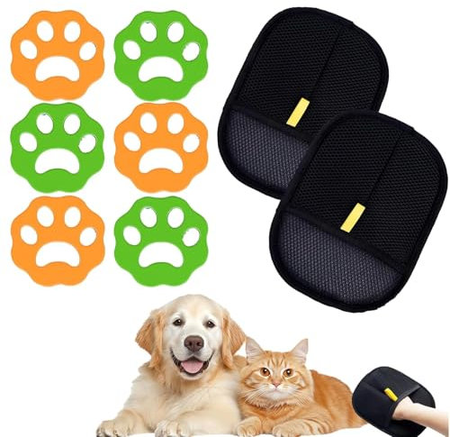 8 Stücke Tierhaarentferner Waschmaschine und Fellmagnet, Katzen Handschuhe Fellpflege Glattes, Effektiver Tierhaarentferner für Waschmaschine, Befreien sie Ihre Kleidung von Hundehaaren
