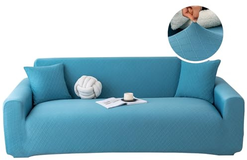 Oblu life Rautenmuster Sofa Bezug Elastisch rutschfest: Strapazierfähiger, Waschbarer Sofaüberzug mit Armlehnen für 3-Sitzer Sofas - Haustierfreundlich