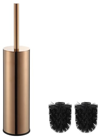 BGL 304 Porta scopino rotondo in acciaio inox color oro rosa | Durevole e resistente alla corrosione | Design elegante per bagno e WC degli ospiti