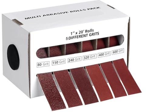 GREATRICH Schleifpapier Set, 6 Rollen Schleifpapier Rolle mit Körnung 80/150/240/320/400/600, Für Metall, Holz, Trocken- und Nassschliff, 25mm x 6 Meter Pro Rolle, In Praktischer Aufbewahrungsbox