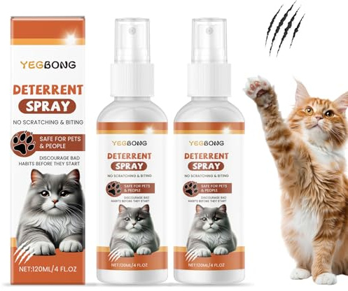 2pcs Cat Deterrent Spray 120ML, Cat Repellent Spray,Anti Scratch Cat Spray for Furniture,Natural Cat Training Spray for Indoor & Outdoor Use,Cat Spray Deterrent to Keep Pet Off Limits Areas (2)
