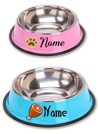 Personalised Dog Bowl Stainless Steel, Custom Pet Bowl with Name, Non Slip Metal Food & Water Bowl for Dogs & Cats, Durable Easy Clean Puppy Feeding Bowl for Small Medium Large Pets