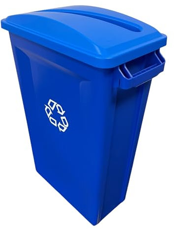 Chabrias Ltd 87 Litre Slim Bin Recycling Container, Space Saving Design, Rectangular for Home, Office, Kitchen – Commercial Product Vented Slim Waste Receptacle Bin (1, Blue & Blue Paper Slot)