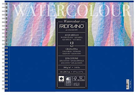 Unbekannt Fabriano 17662129 Watercolour Pad, Cotton, White, 21 x 29.7 x 0.5 cm