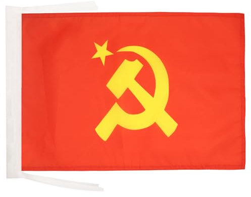 BANDERA de la URSS CON LOGO GRANDE 45x30cm - BANDERINA ROJA - COMUNISTA 30 x 45 cm cordeles - AZ FLAG