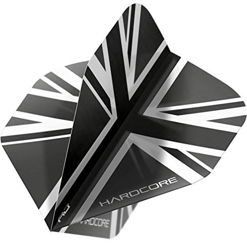 RED DRAGON Hardcore XT Schwarz Union Jack Extra Dicke Standard Dart Flights - 5 Sätze pro Packung (15 Dart Flights insgesamt)