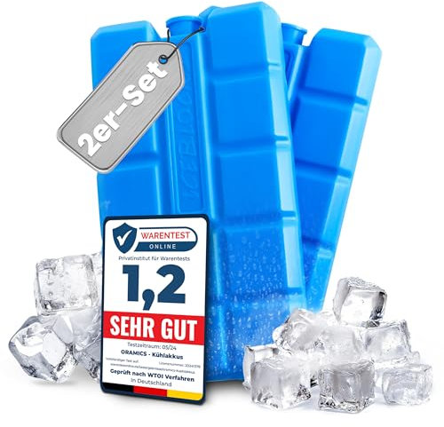 Oramics 2 Stück Kühlakkus Groß und Flach – je Kühlelement 200 ml – Kühlakku für Kühltasche und Kühlbox, Auslaufsichere Kühlpacks zum Kühlen von Essen und Getränken