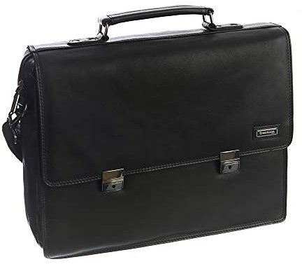 Greenland Nature Black Nappa Aktentasche Leder 40 cm Laptopfach