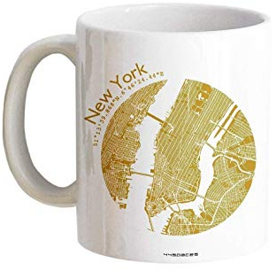 Tasse New York - Bürotasse Kaffeebecher farbige Stadtkarte Städtetasse - Personalisierte Geschenkidee für Kollegen Kollegin Architekt Richtfest Fernweh Heimweh