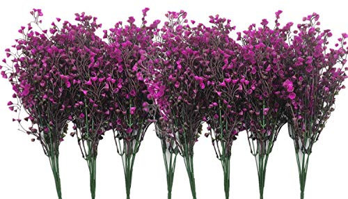 CATTREE Kunststräucher aus Kunststoff, künstliche Pflanzen, für Hochzeitsdeko, für drinnen und draußen, Haus, Garten, Veranda, Küche, Büro, Tischdekoration, Weihnachtsdeko, Fuchsia, 8 Stück