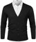 iClosam Herren Strickjacke Cardigan Mit V-Ausschnitt Aus Baumwolle, Schwarz, M