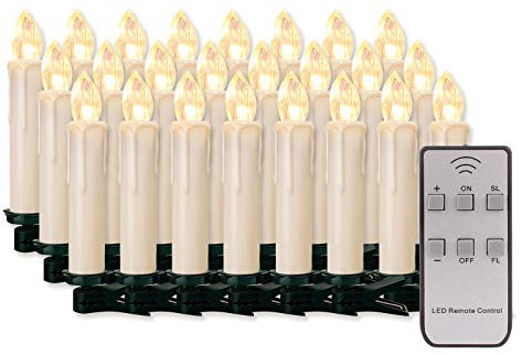 20/30/40/50/60 luci a LED senza fili, dimmerabili, candele senza fiamma, per albero di Natale, matrimoni, compleanni, feste (custodia bianca latte)