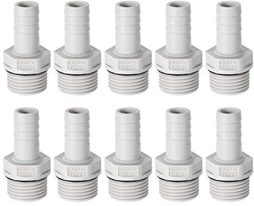 sourcing map Barbillon PVC 12mm Adaptateur raccord tuyau flexible 15/32x1/2 mâle G 10Pcs