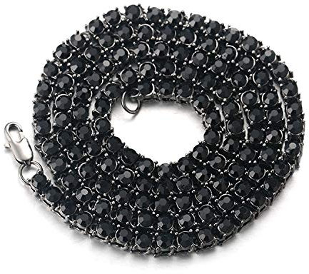 Halukakah Herren Goldkette Iced Out,5.5MM Herren Tenniskette Rhodium Schwarz überzogen Halsband Halskette 55cm,Labordiamant Zinken-Set,Geschenk für Ihn