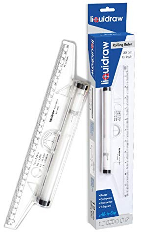 Liquidraw 30 cm Rolllineal und Winkelmesser | Zeichnet Linien, Winkel und Kreise, zum Zeichnen, Skizzieren, Architektur, Ingenieurwesen, Künstler und technisches Zeichnen