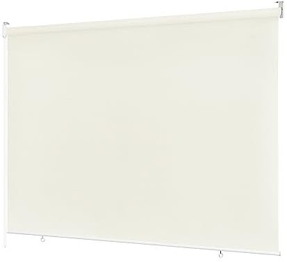 Ventanara® Außenrollo 100% Blickdicht Rollo Senkrechtmarkise Balkonrollo Sichtschutz Rollo Beschattung (240 x 230 cm, Creme)