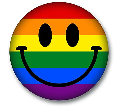 stylebutton design your own LGBT Button Regenbogen Gay Pride Festival Vielfalt LGBTQ div. Motive + Größen (37 mm, Regenbogen-Smiley)