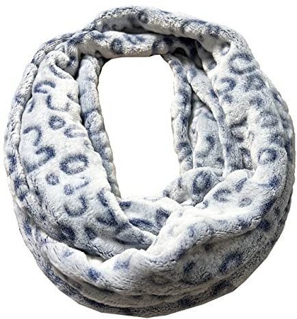 J26 Kuschelig Warmer Winter Loop Schal Fleece Schlauchschal Rundschal Kinderloop mit Leopard Muster (Blau), Umfang: 160 cm, Breite: 18cm