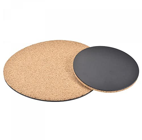 sourcing map Lot de 4 dessous de verre ronds en liège de 10,2 cm - 15,2 cm - En plastique absorbant et imperméable - Pour pot de jardin ou maison
