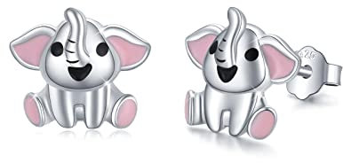 Elefant Ohrringe 925 Sterling Silber Elefanten Kleine Tier Ohrstecker Elefant Niedliche Tier Hypoallergene Muttertags Geschenke Valentinstag für Damen Mädchen Kinder