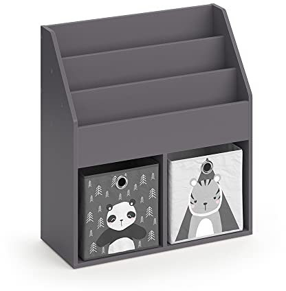 Vicco Kinderregal Luigi, Spielzeugregal für Faltboxen, Grau, 72 x 79 cm mit 2 Faltboxen Opt.2