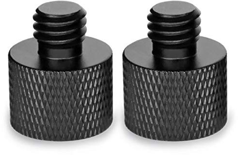 Frgyee Mic Stand Adapter 5/8 Female to 3/8 Male Screw Adapter Thread for Microphone Stand Mount to Camera Tripod Adapter 2 Pack