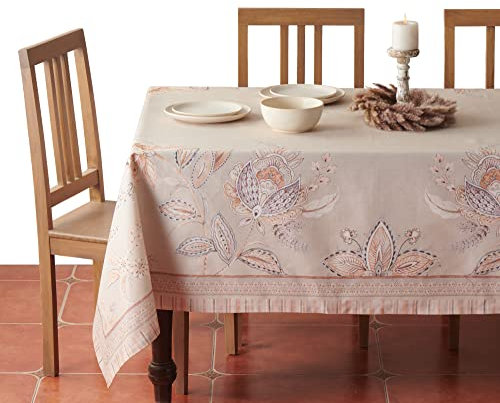 Maison d' Hermine Premium Society Florals 100% Combed Cotton Tablecloth Kitchen Dining Tabletop Decoration Parties Weddings (Square, 70x70)