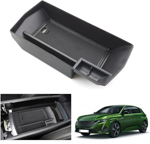 GAFAT Compatible avec Peugeot 308 408/ 0pel Astra L/Citroe-n C5 X 2021-2025 2026 Boîte de Rangement pour Console Centrale, Organiseur Accoudoir Plateau Central, Peugeot 308 Accessoires (Noir)