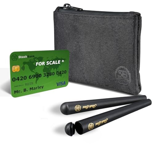 Stash Bros Geruchsdichte Tasche und 2 luftdichte Aufbewahrungsröhren, geruchsdichter Behälter und weiteres Zubehör, Schwarz , 5.5x4in, Verdunkelt