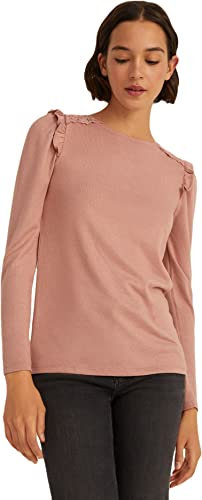 Springfield Camiseta Crochet Volante Hombros, Camiseta Mujer, Púrpura/Lila (Purple/Lilac), L