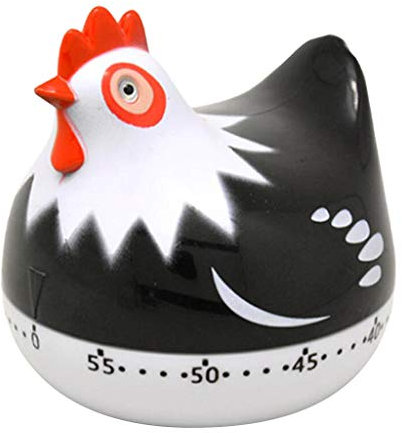 Minuteur de cuisine mécanique en forme de poule Noir