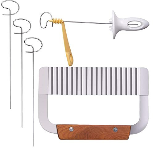 Wave Cutter Spiral Cutter 2 Pieces Chips Wave Knife and Potato Spiral Stainless Steel Potato Cutter Vegetable Slicer for Vegetables, Fruit, Salad, Potatoes, Onions